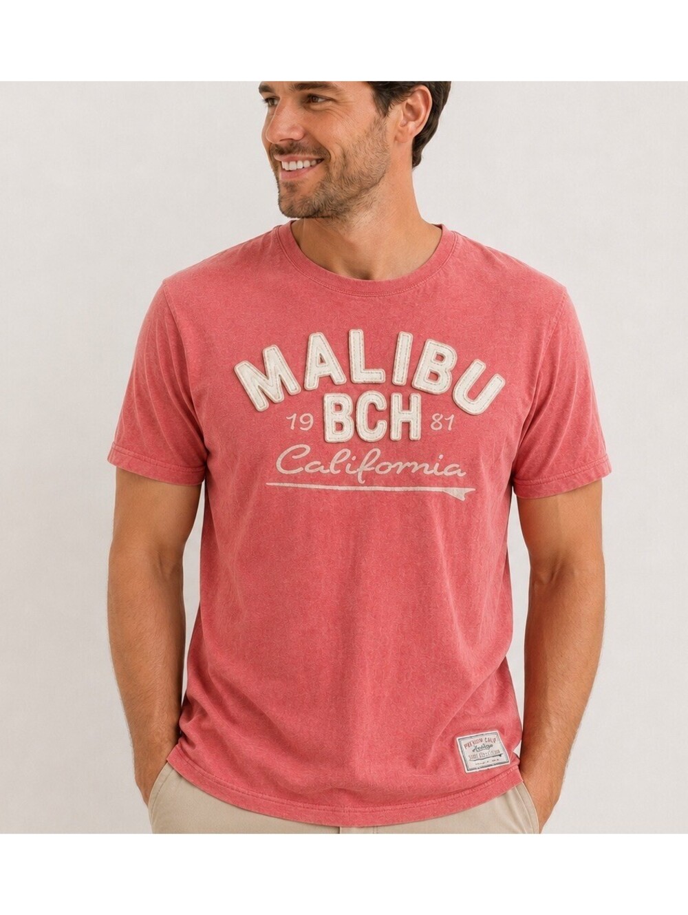Old Navy Men XL Y2K Malibu BCH California Long Sleeve Surf Shirt Red 2000s